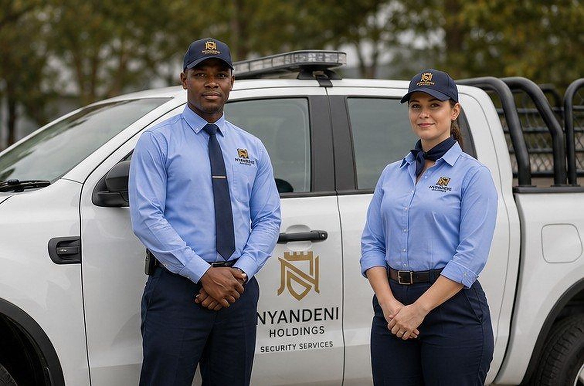 Nyandeni Holdings officers with a branded response vehicle